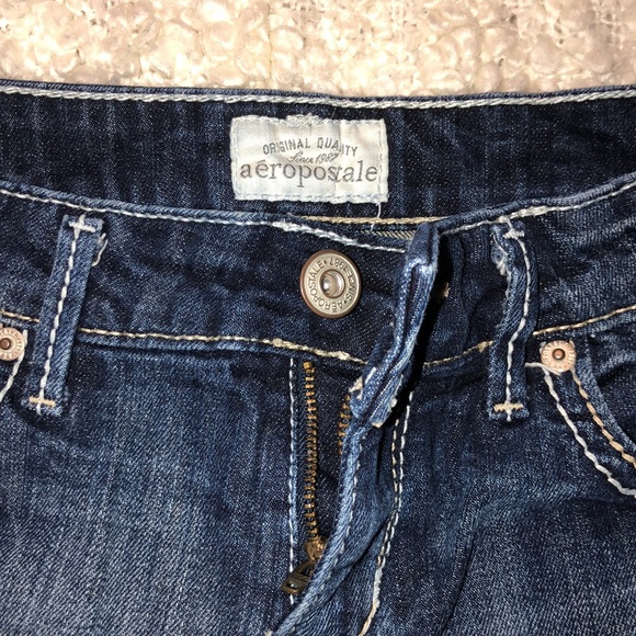 Aeropostale Dark Wash Distressed Jean Shorts - Picture 2 of 3